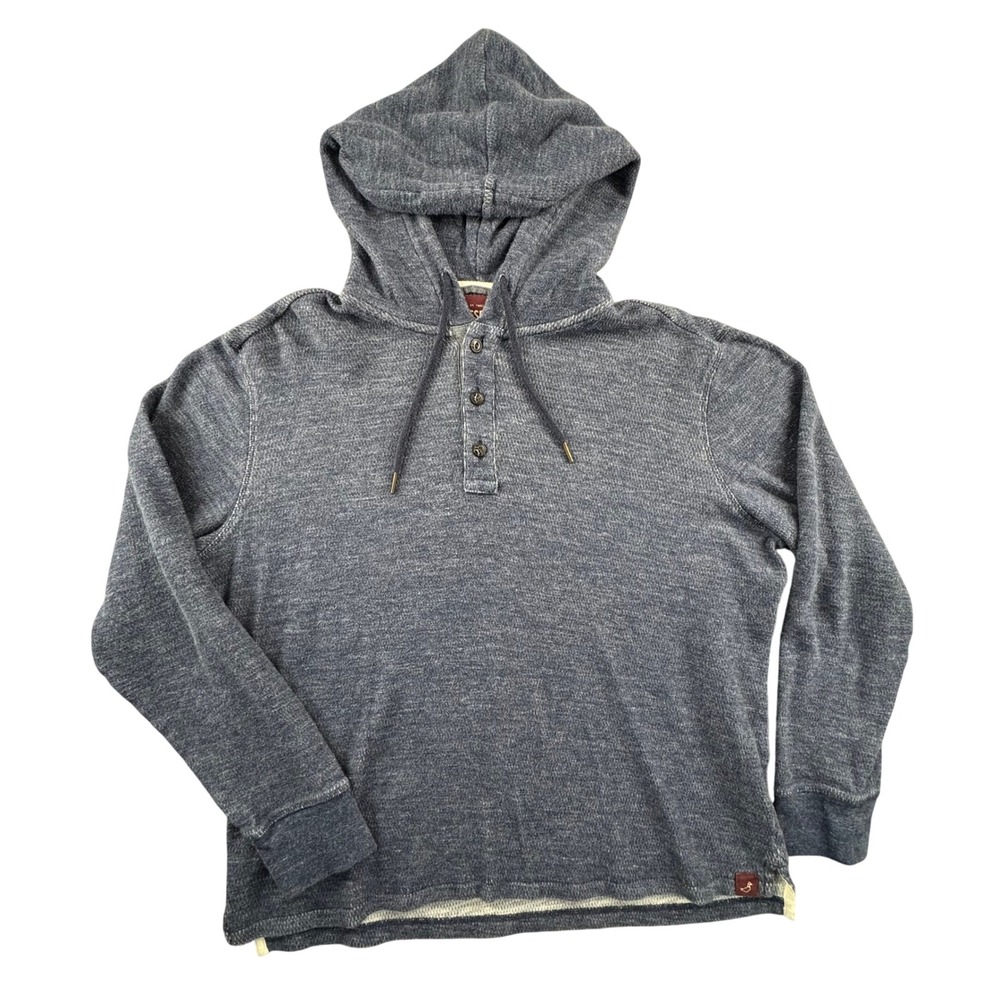 ALESBURY Heathered Blue Henley‎ Hoodie Long Sleeve Mens Size L Casual Cotton